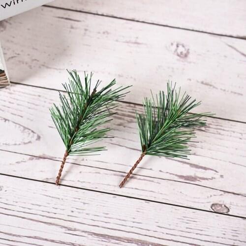 Mini Pine Branches Artificial Plants Christmas Wedding Home Tree Decorations DIY Handcraft Bouquet Gift Box Artificial Plants