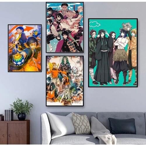 Modular Canvas Home Kimetsu No Yaiba Japan Anime Cute Decor Print Painting Poster Modern Wall Art Picture For Living Room Framed