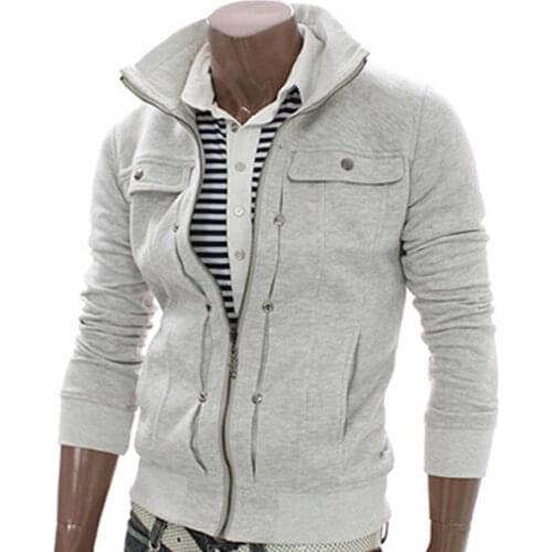 Men Jackets Solid Color Stand Collar Long Sleeve Slim Zipper Comfortable Fashion Business Plus Size Jacket Outdoor Travel 4XL