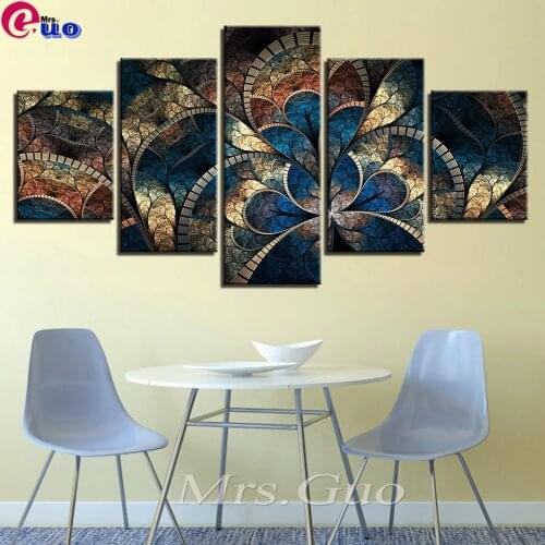 5 Pieces Abstract Flower Diamond Painting Mosaic Diamond Set Embroidery Rhinestones Full Square Round Drill 5d Home Wall Art