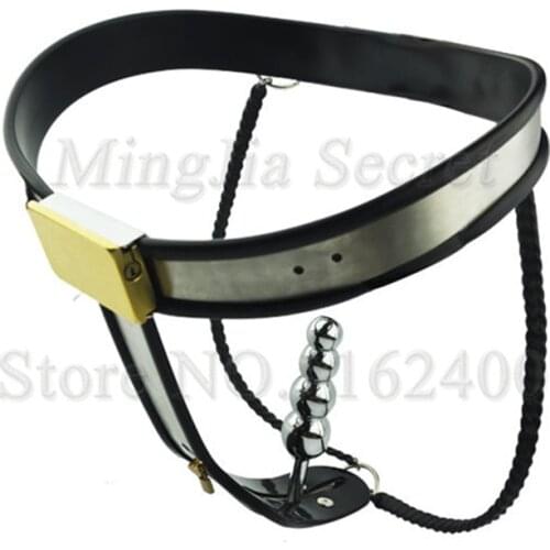 Stainless Steel Female Underwear Chastity Belt with Anal Plug Bead,Chastity Device,Chastity Lock,Adult Games Sex Toys For Women