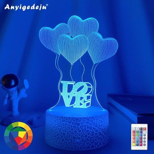 Newest Kid Light Night 3D LED Night Light Creative Table Bedside Lamp Romantic Balloon Love light Kids Gril Home Decoration Gift