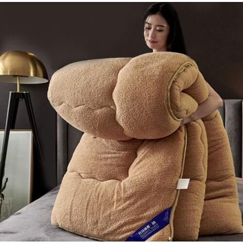 New Thick lamb quilt warm quilt core winter luxury feather velvet spring winter home comforter twin queen king full size blanket
