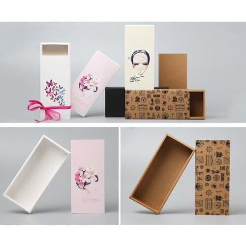 New design kraft drawer gift box,cosmetic perfume bottle packaging box beautiful Large size Drawer Kraft wig Packaging Paper Box