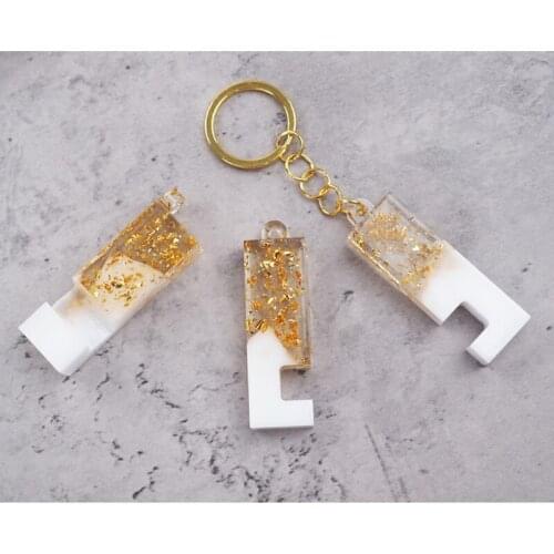 Protable Mobile Phone Stand Silicone Resin Mold Phone Holder Keychain Pendant Epoxy Resin Phone Bracket Mold Craft Tools
