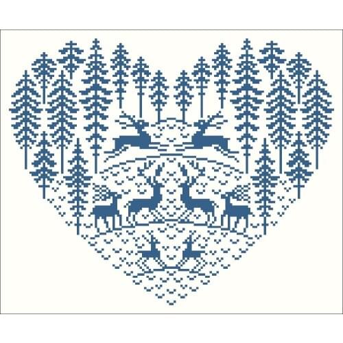 Deer lovers cross stitch package animal 18ct 14ct 11ct white fabric cotton silk thread embroidery DIY handmade needlework