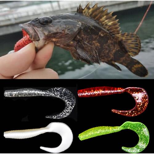 JYJ 10 pcs Fishing Lure Soft grub worm lure Bait 80mm 3.7g artificial soft silica grub maggot fishing tackle