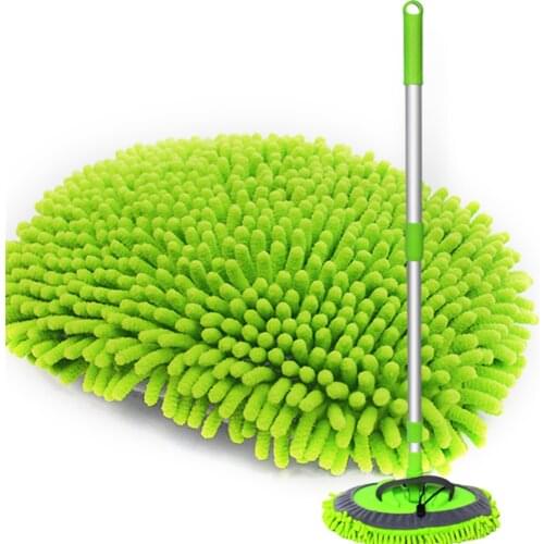 2in1 Chenille Microfiber Car Wash Mop Mitt with 44.5" Aluminum Alloy Long Handle Brush Duster Free Cleaning Tool Dust Collector