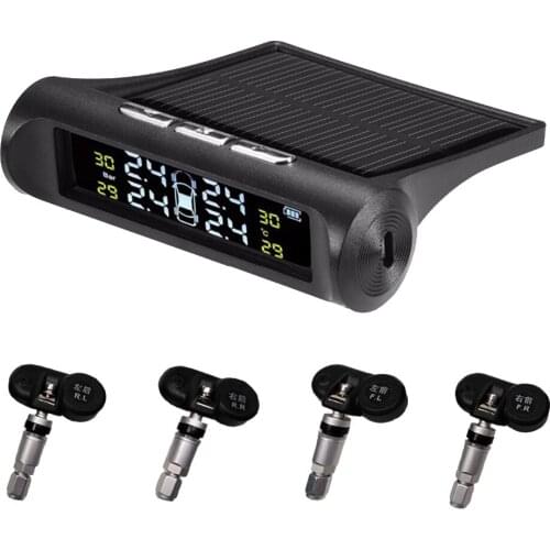 RV Car TPMS Tire Pressure Alarm Monitor System Solar Powered Built-in Sensor