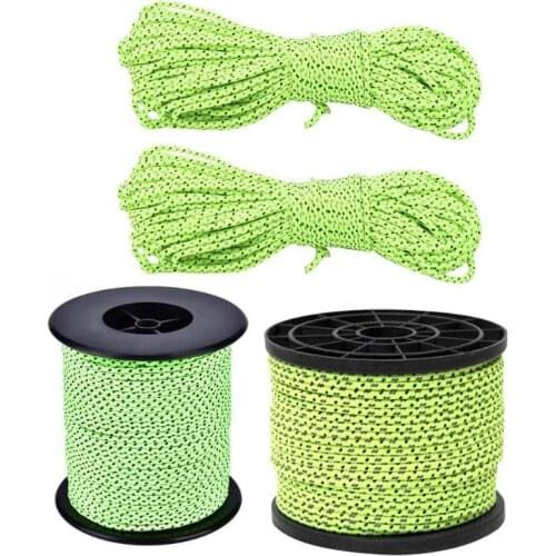 20m/50m Reflective Guyline Tent Rope Runners Fluorescent Green Guy Line Cord Paracord Outdoor Camping Hiking Tent Accessories
