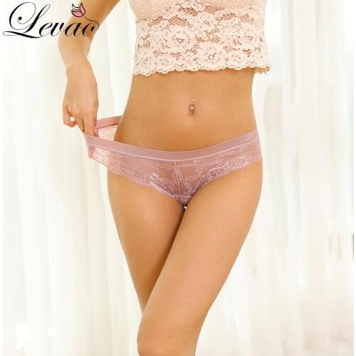 LEVAO Sexy Lace String Transparent Panties Female Ladies Bow Cute Thong Lingerie Seamless Briefs Fashion Underwear Women Tangas