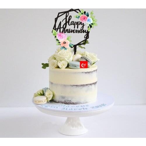 Colorful style acylic happy birhtday cake topper black mirror gold cake toppers birthday party decoration cake decorating