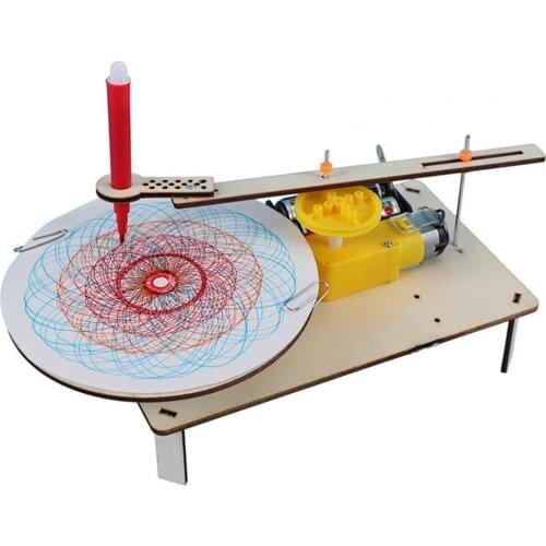 High- quality Wooden Model Assembly Toy Electric Plotter STEM Education Toys Children Puzzle DIY Toys Gift for Kids Students