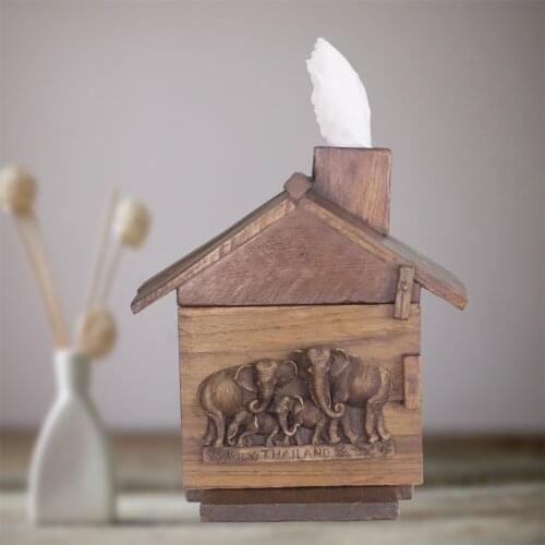 NEWYEARNEW Vintage Wood Tissue Box Holder Storage Exquisite Nation Art Crafts Retro Home Decoration Wedding Gift