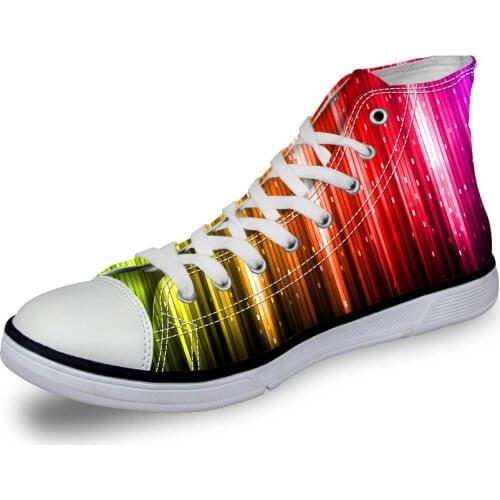 HaoYun Women Vulcanize Shoes Colorful Lights Design Ladies High-top Canvas Shoes Girls Lace-up Sneakers Shoes Sapato Feminino