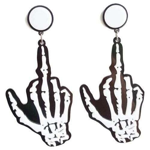 White skeleton Hand Vintage earrings For Women retro Hyperbole harajuku Acrylic Drop Earrings Jewelry Accessories E18045