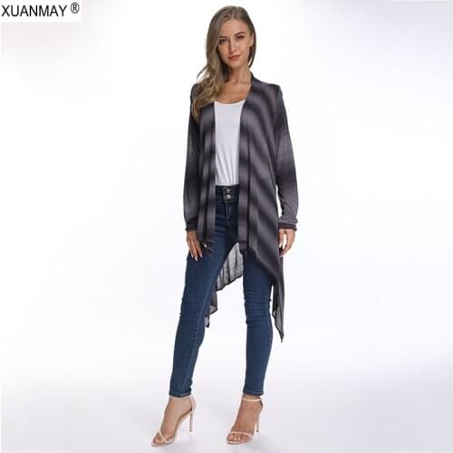 Women long Black Stripe cardigan Elegant Linen fabric Cardigan Sweater coat 2020 Spring Bohemia Womens Oversized Sweater Shawl