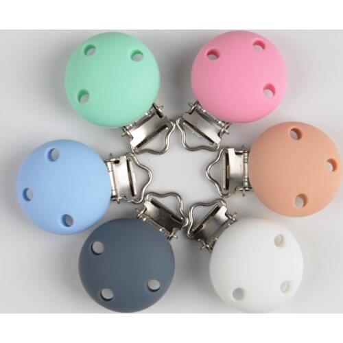 1pc Round Silicone Pacifier Clip Silicone Teething Bead Baby Clip Accessories Clip Clasp Toy DIY Pacifier Chain Tool