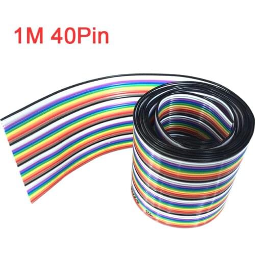 1Pcs Ribbon cable 40 WAY Flat Color Rainbow Ribbon Cable wire Rainbow Cable 40P ribbon cable 1.27MM pitch 1meter IN STOCK