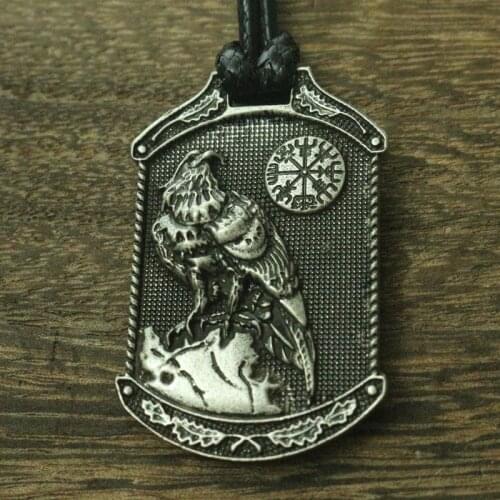 Lanseis 1pcs viking Odins wolf and eagle pendant norse Valknut pendant men necklace Vegvisir jewelry Animal Totem talisman
