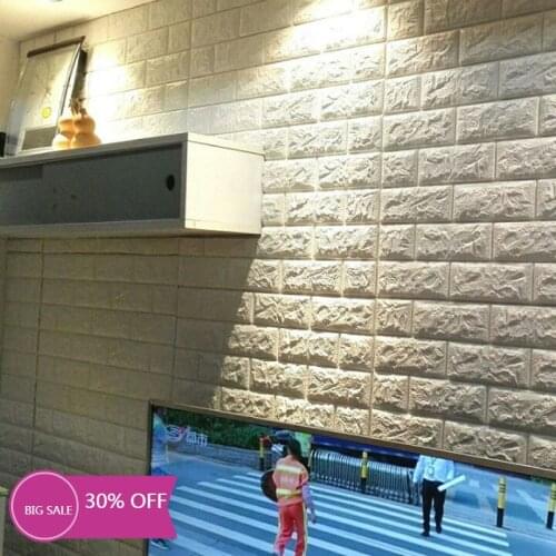 10PCS 70*77 Self Adhesive Waterproof TV Background Brick Wallpapers 3D Wall Sticker Living Room Wallpaper Mural Bedroom Decor