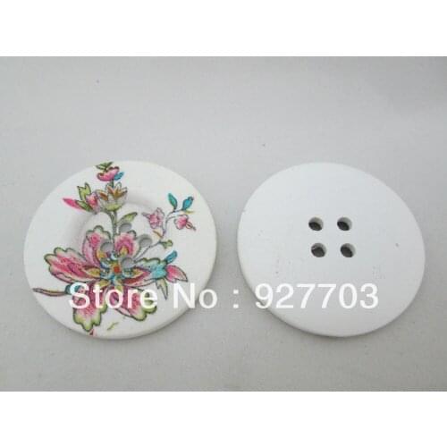 CM619 40mm) 30 Pcs Round Floral Buttons Sewing Scrapbooking Embellishment