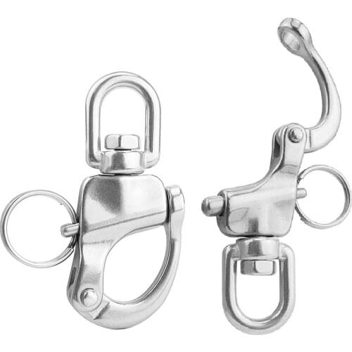 2Pcs 316 Stainless Steel D-Ring Swivel Bail Shackle Quick Release Boat Anchor Chain Eye Shackle Swivel Snap Hook Marine Hardware
