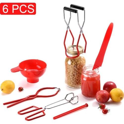 6PCS Cooking Tools Jam Making Tool 6 Piece Can Opener Set Non-slip Tin Lifting Pliers Measurer Funnel Screw Cap Kitchen Tools