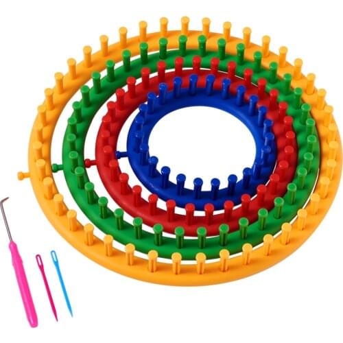 6pcs/set 14-29cm Round Circle Mixed Color Plastic Hat Knitting Knit Spool Knitting Loom Needles for Yarn Cord Thread Knitter