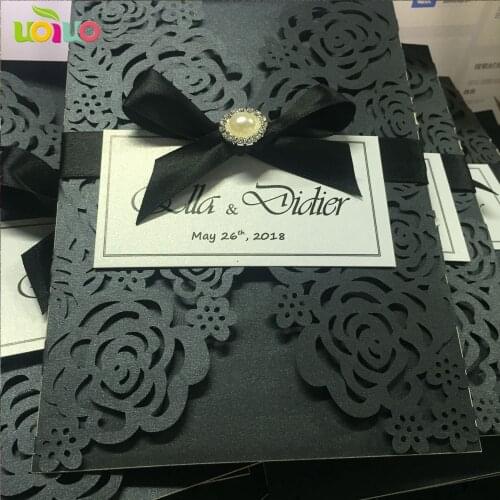 Free (10 pieces/lot) Hollow Out Lace Wedding Invitations royal blue rose flower White Universal Invitation Card For Party
