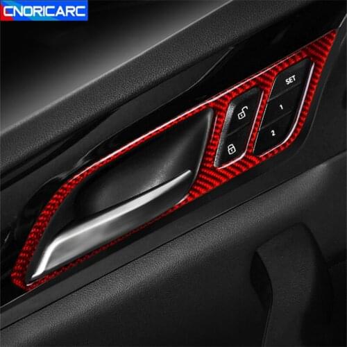 Carbon Fiber Door Handle Decoration Frame Stickers Trim For BMW G01 G02 X3 X4 2018-2020 LHD Car Styling Interior Accessories