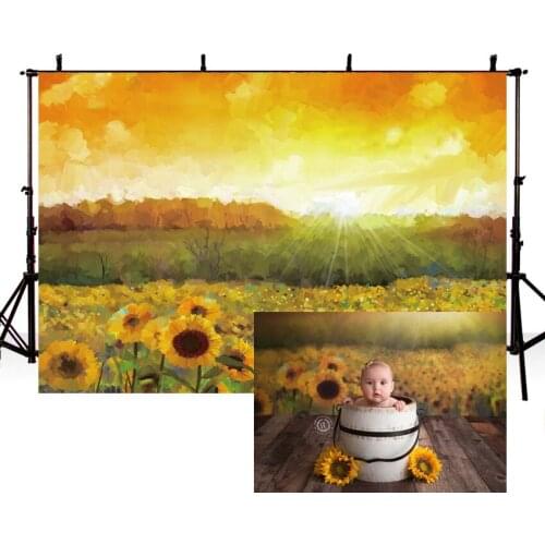 Mehofond Watercolor Sunflower Filed Photography Backdrop Spring Sunshine Newborn Kids Portrait Background For Photo Studio Props