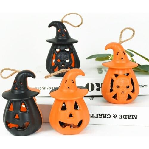 Halloween Pumpkin LED Lights Hollow Skeleton Pumpkin Hanging Night Lights For Home Outdoor Decor Halloween Bar Lantern Pendants