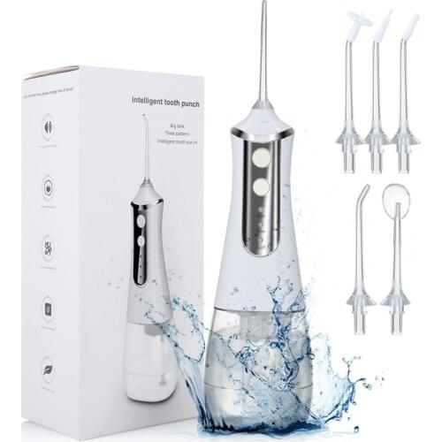 Portable Oral Irrigator USB Rechargeable Water Flosser Water Jet 350ML Water Tank Waterproof Teeth Cleaner