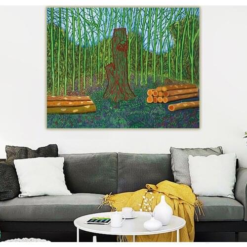 Canvas Oil Painting David Hockney"Arranged Felled Trees"Western Art Decor Poster Wall Aesthetic Backdrop Home Room Decoration
