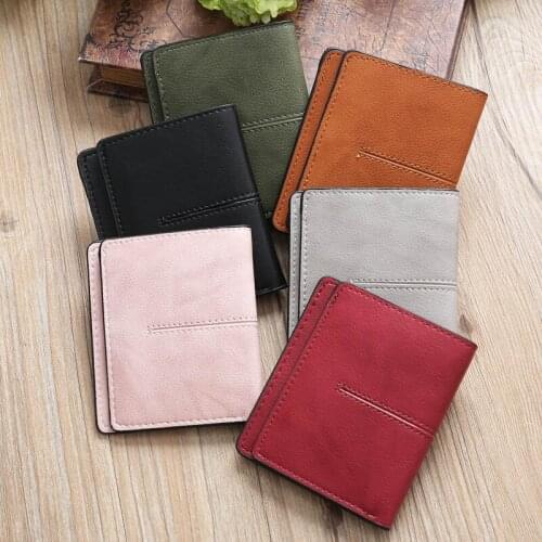 2020 New Simple Multifunctional Ladies Short Wallet PU Leather Card Holder Solid Color Two Fold Hand Sasual Wallets For Women