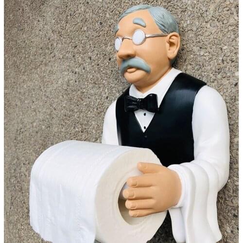 Creative Old Housekeeper Resin Towel Toilet Tissue Holder Bathroom Accessories House Living Home Decoration