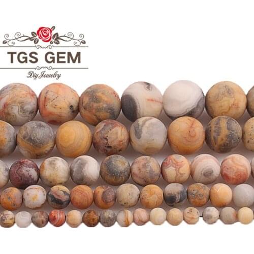 Natural Matte Stone Crazy Lace Agates Round Loose beads 4 6 8 10 12MM Diy Beads For Fashion Jewelry Making Accessories Wholesale