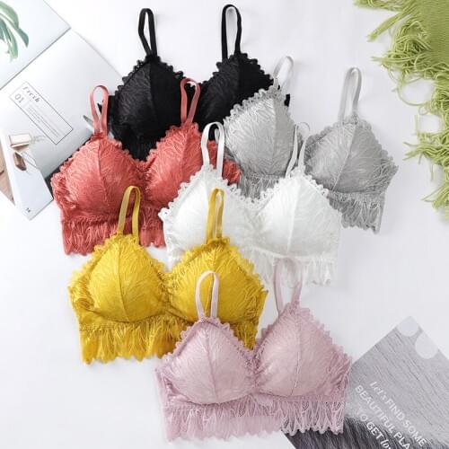 Lace Bra Women Push Up Bra Removable Pad Wire Free Full Cup Sexy French Breathable Lingerie Bralette For Girls Underwear Brassei
