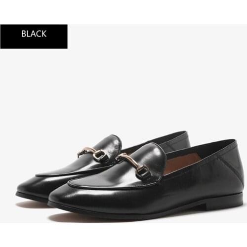 Spring new style womens shoes fashion leisure horse buckle loafers Calfskin leather sole flat shoes