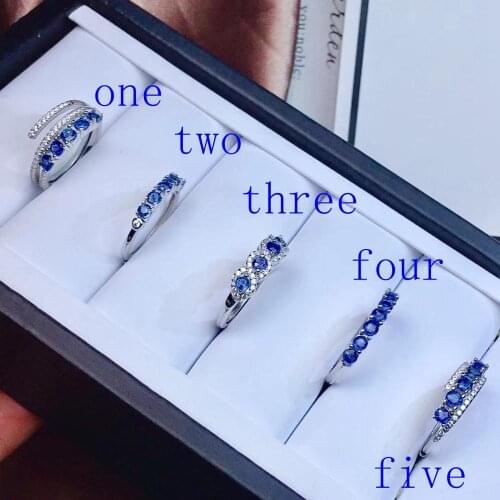 Fashion ocean blue sapphire gemstone ring silver ring natural sapphire gem blue color 925 sterling silver girl date ring gift