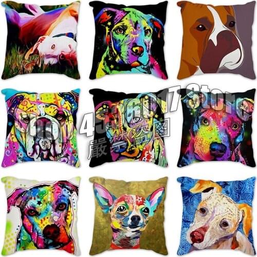 Animals Photo Pillow Cover Gregarious Colorful dog Poodle Cushion Cover New Printed Throw Pillowcase for Home Sofa Decorations