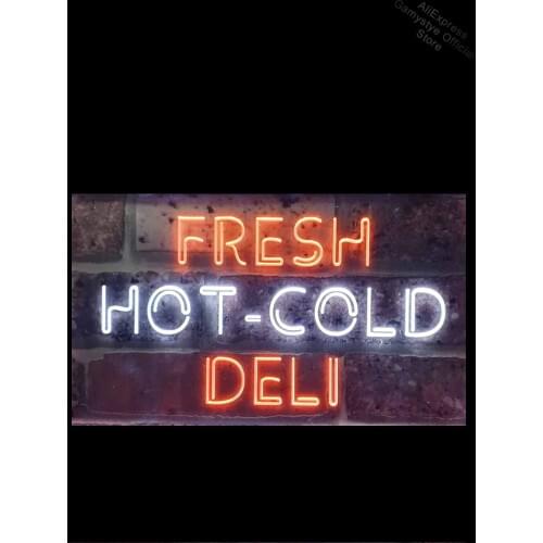 Neon Sign For Fresh Hot Cold Deli Food Real Glass Tubes Hotel Recreational Beer Bar Room Neon Window Lights Polis Signage Shop