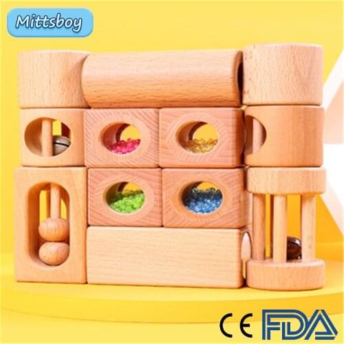 Montessori Educational Wooden Toy 3D Grasping comfort perception Wooden Soothes Molars Training Early Intellectual Learning Toy