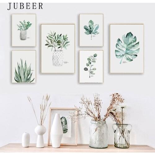 Green plant leaves canvas prints Potted plants posters and prints picture for living room canvas painting decorations for home
