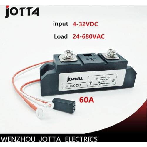 60A Industrial SSR Single-phase Solid State Relay 60A Input 4-32VDC Output 24-680AC