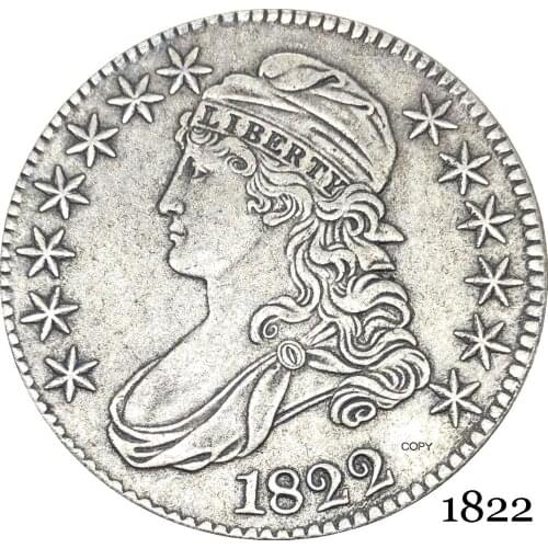 United States Of America Liberty Eagle 1822 50 Cents ½ Dollar Capped Bust Half Dollar Cupronickel Silver Plated Copy Coin