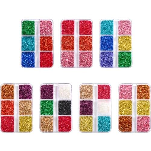 6 Grids Glass Crushed Stone Chunky Glitter Chips Epoxy Resin Mold Filler Nail Art Decoration DIY Crafts Jewelry Making Filling