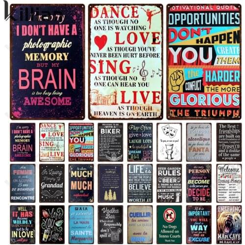 Love Dance Singing Live Text Metal Painting Creativity Vintage Metal Plaque and Metal Poster Bar Restaurant Hotel Wall Decor