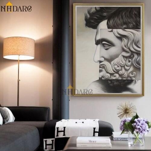 Creative Plaster Portrait Porch Decoration Posters and Prints Canvas Art Paintings Wall Pictures for Living Room Home Decor